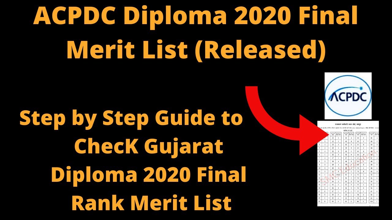 ACPDC Diploma 2020 Final Merit List (Released) - How to Check Gujarat Diploma Final Rank Merit List