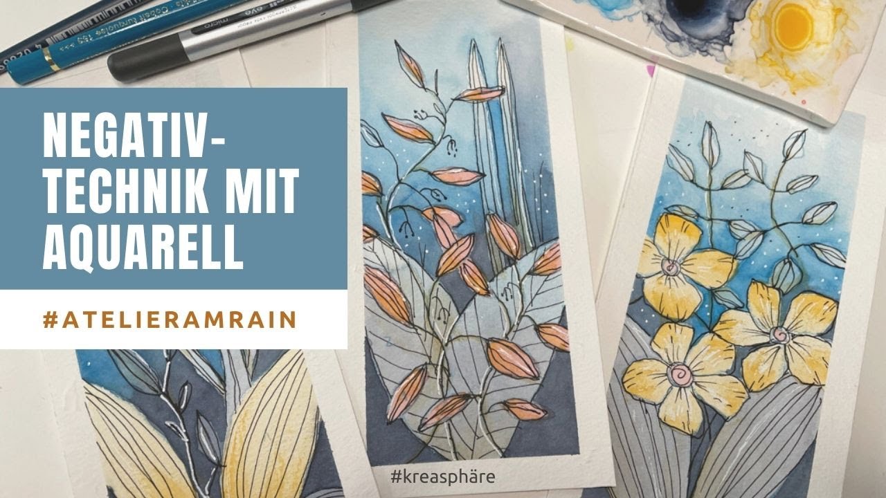 Lesezeichen in Aquarell-Negativtechnik Teil 2 - Kreasphäre Livestream, 13. August 2021 (Aufzeichn.)