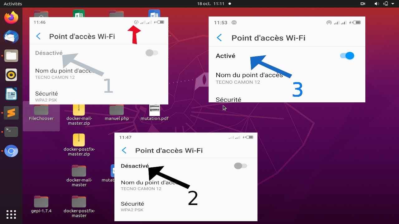 Android Wi-Fi problème d'activation de points d'accès et de partage de connexion