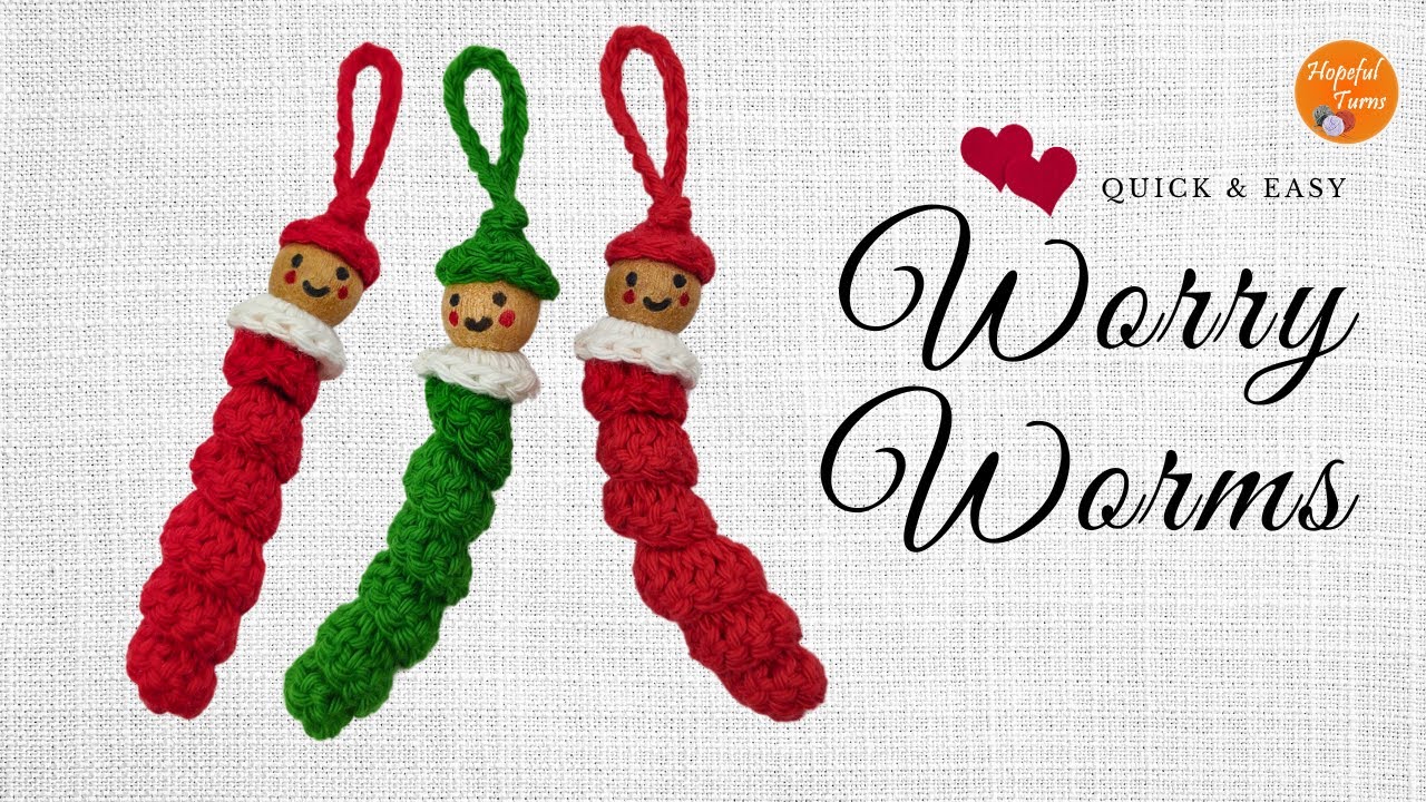 Crochet Worry Worm | Crochet Keychain Lucky Charm Christmas Ornament|Random Acts of Crochet Kindness