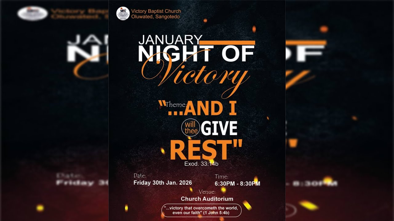 Night of Victory  || And I Will Give Thee, Rest || Pastor John Adeyemo || Sunday,,30th January, 2026