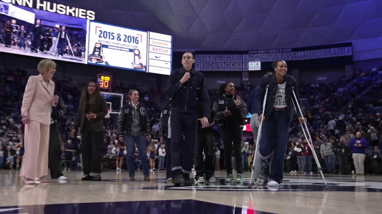 UConn Women's Basketball 2015 and 2016 National Championship Teams Huskies of Honor Pregame Ceremony