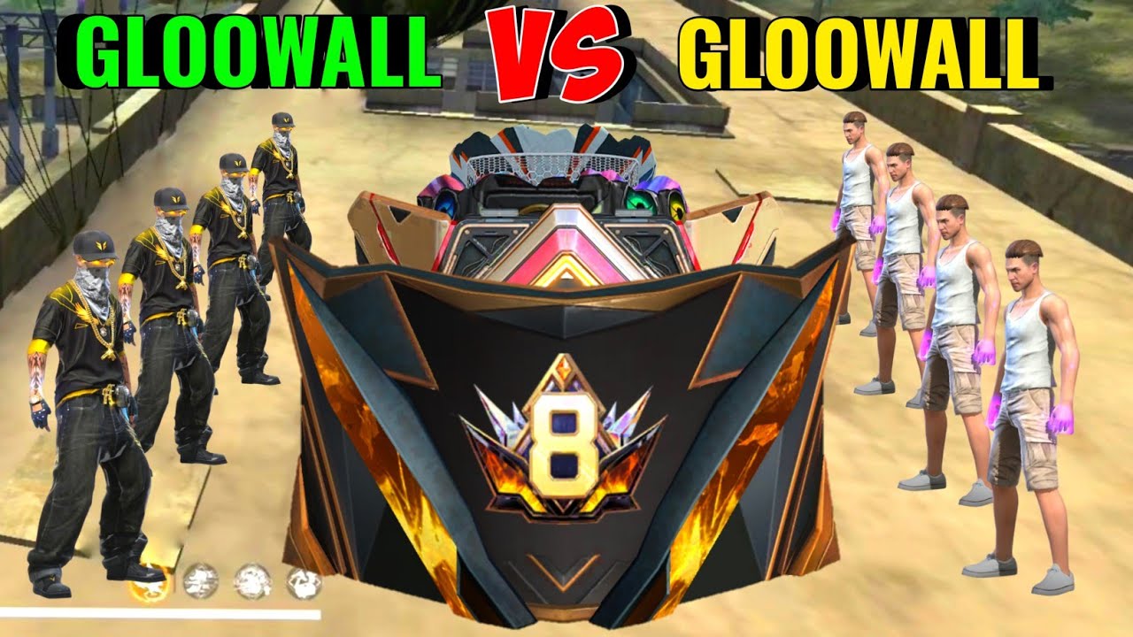 Free Fire Gloowall vs Gloowall Fight 😈 Prime Level 8 New Gloowall Skin Challange ⚡ Y GAMING 👿⚡