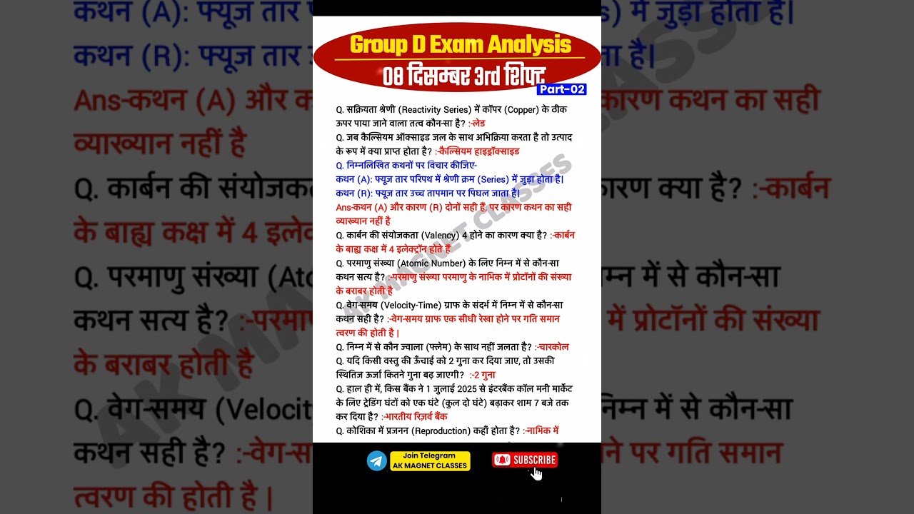 RRB Group D Review 3rd Shift 08 December 2025 | RRB Group D Exam Analysis today| RRB Group D Review