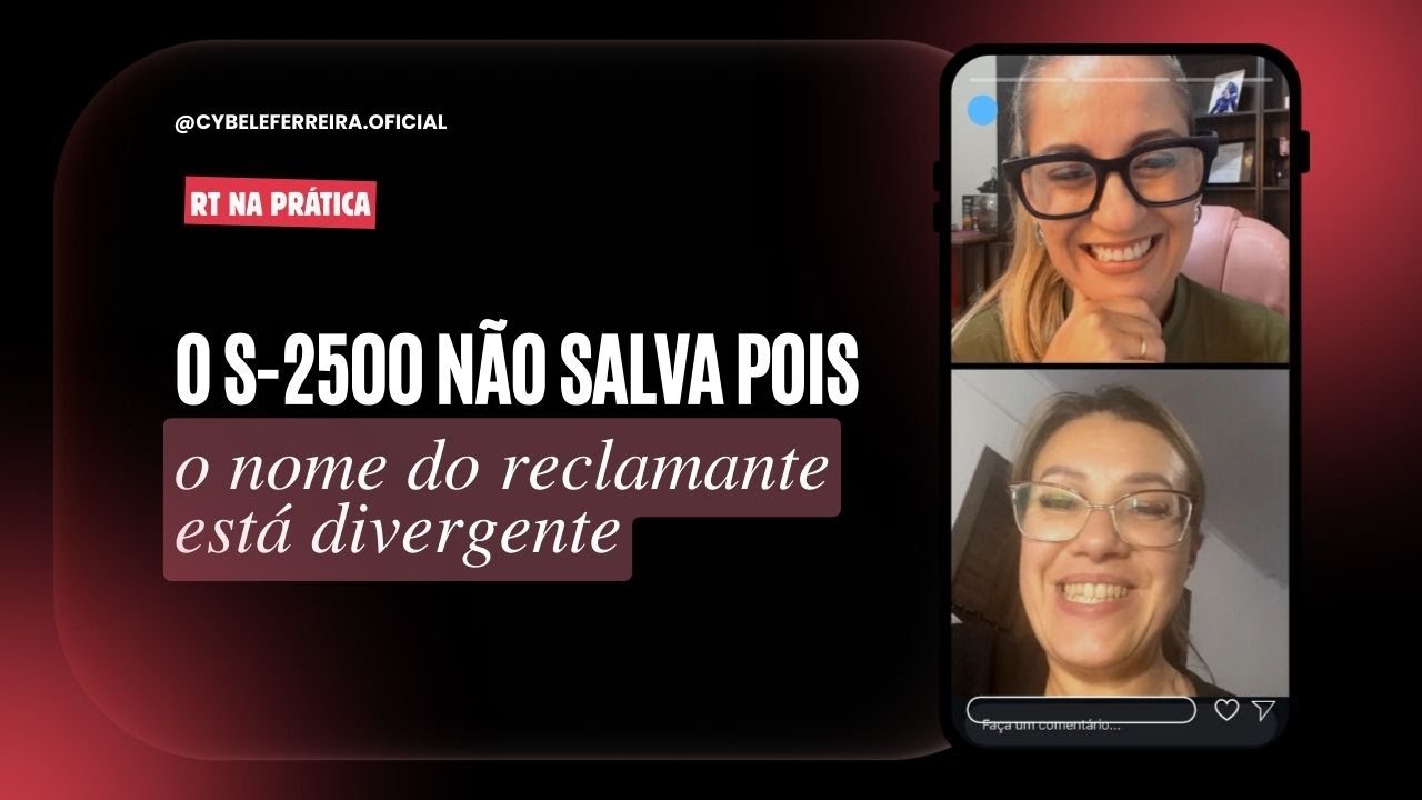 O S-2500 não salva pois o nome do reclamante está divergente da base da Receita, como corrigir?