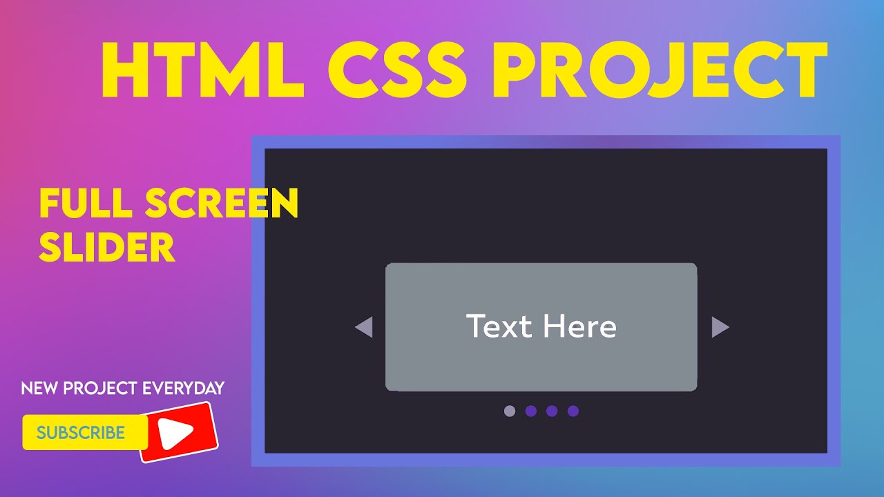 HTML, CSS and JavaScript باستخدام full screen slider كيفية انشاء