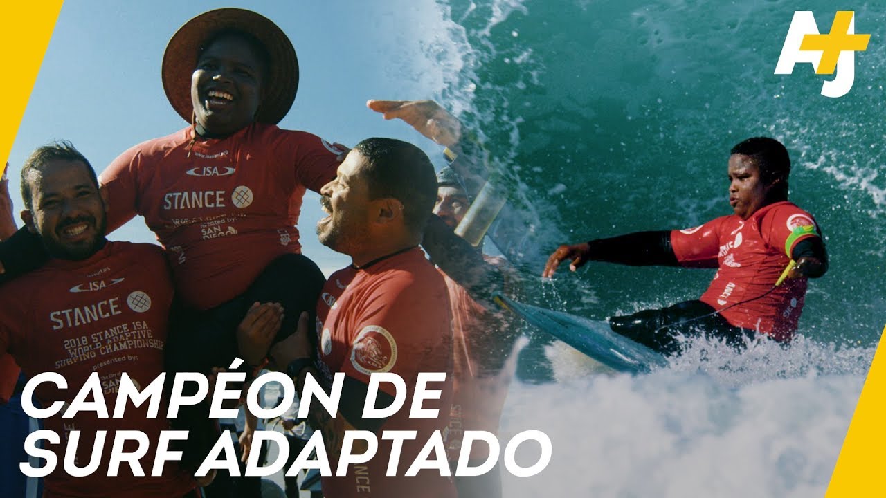 Freddy Marimon, campeón mundial de surf adaptado