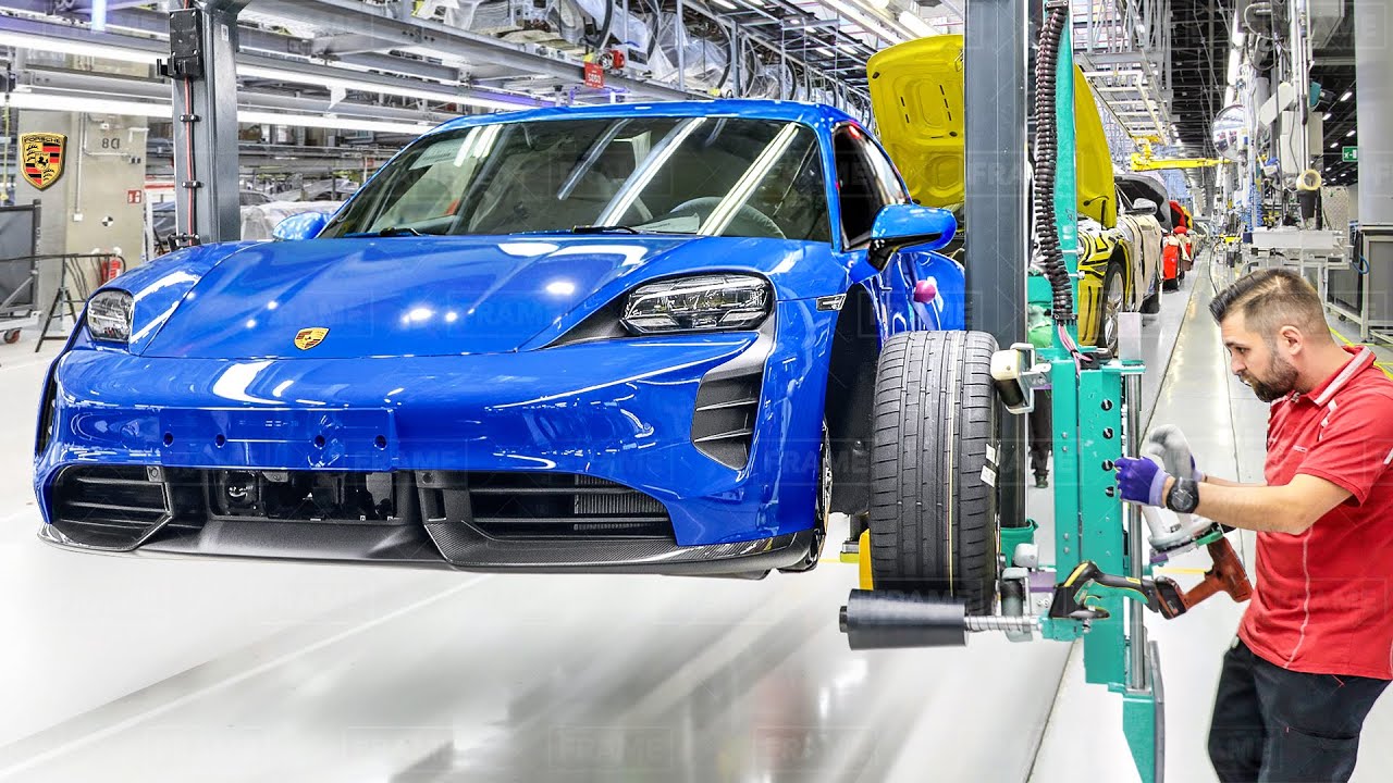 How They Build The Powerful Porsche Taycan From Scratch - Production Line