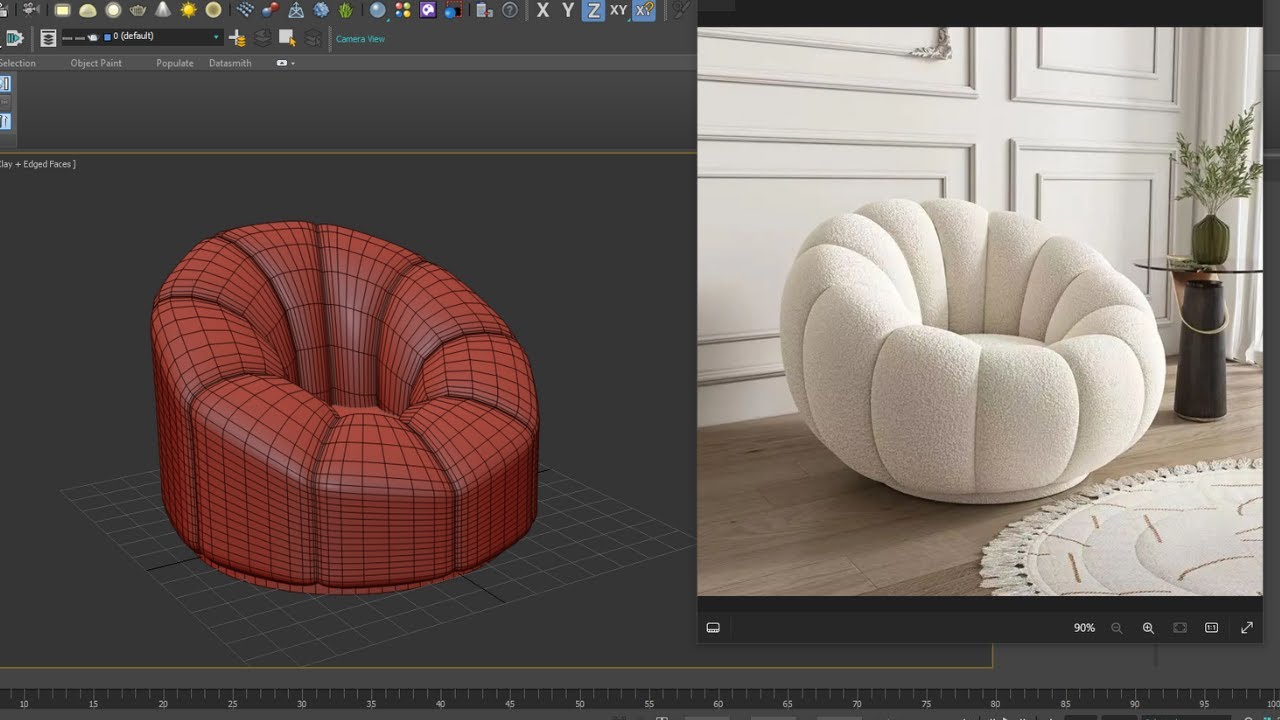 طريقة عمل SOFA CHAIR على 3DS MAX