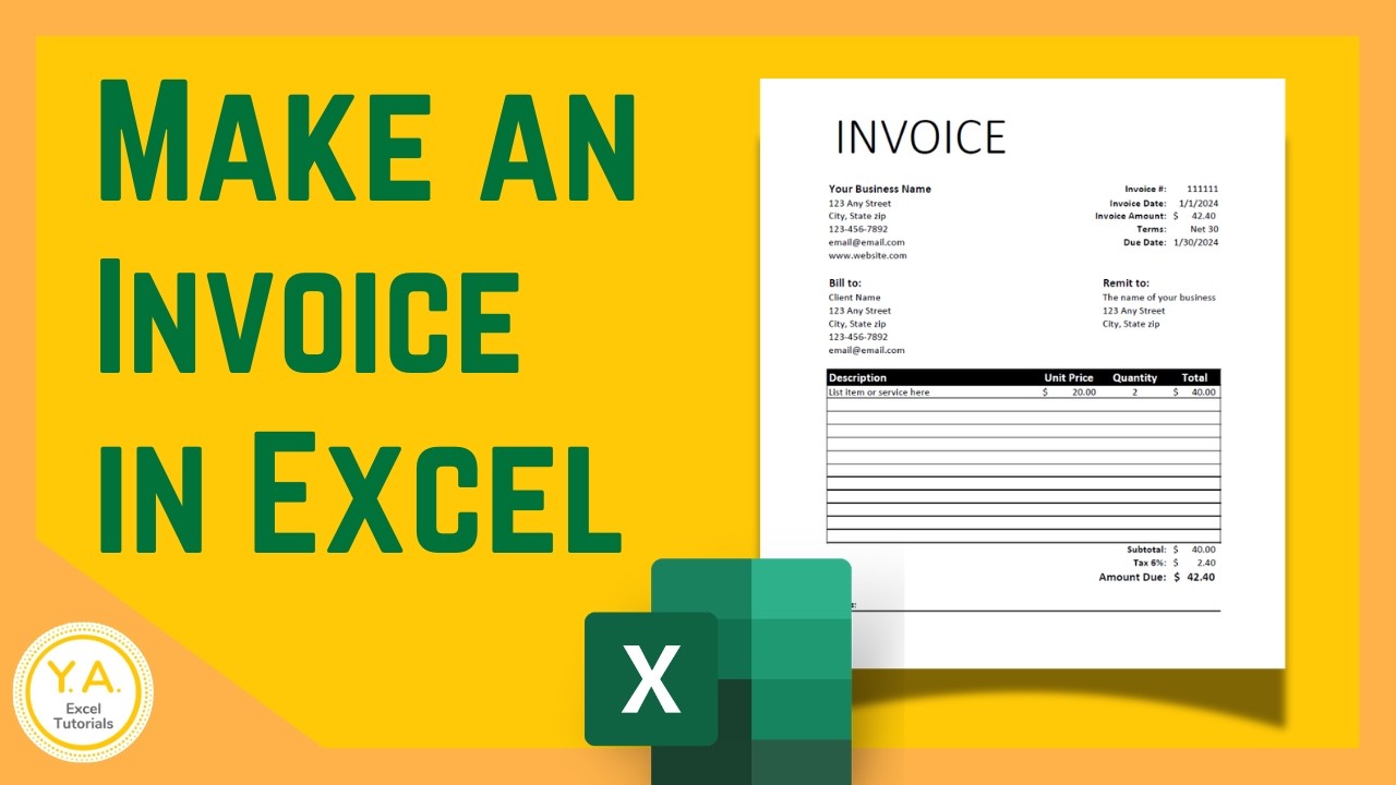 How to Create a Business Invoice in Excel - Tutorial