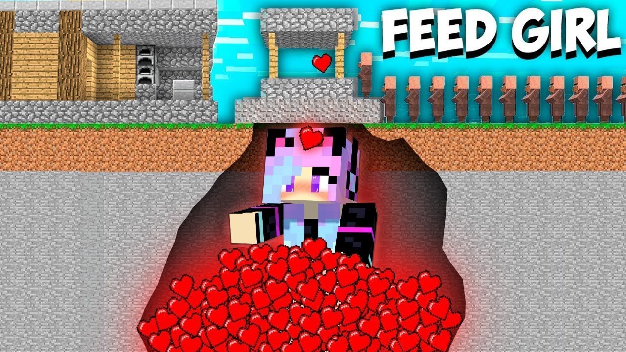 Why ALL VILLAGERS feed BIGGEST GIRL MONSTER in Minecraft...