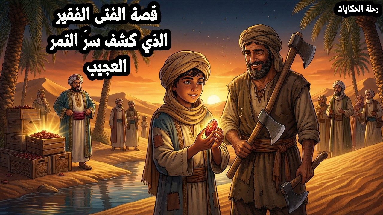قصة الفتى الفقير الذي كشف سرّ التمر العجيب وأسقط التاجر الظالم#قصص_مسموعة_للمكفوفين @رحلة الحكايات والقصص