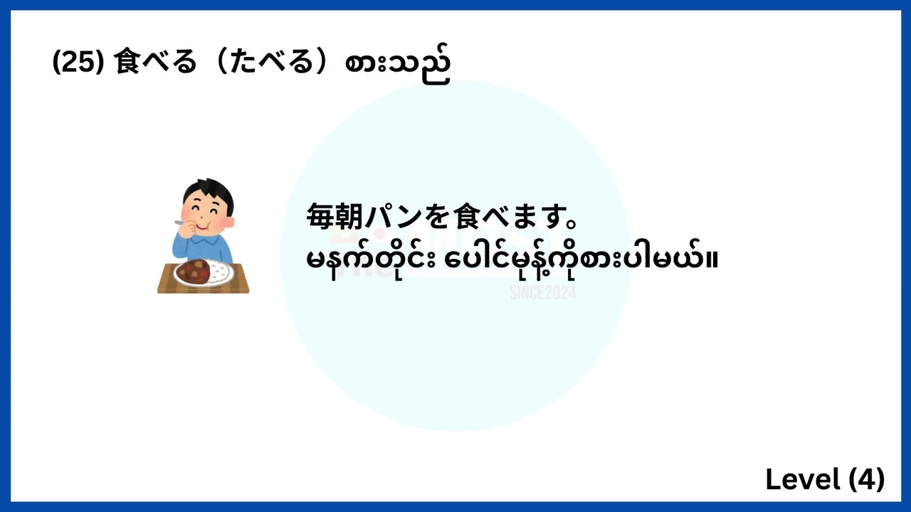 (JLPT N4) စားစရာ၊ သောက်စရာတွေနဲ့ပတ်သက်တဲ့ ဂျပန်စကားလုံး(၄၀)_Day(3)