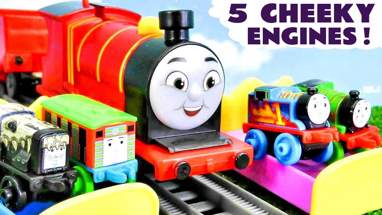 5 Cheeky Thomas Trains Jumping On The Bed Rhyme with the Funlings