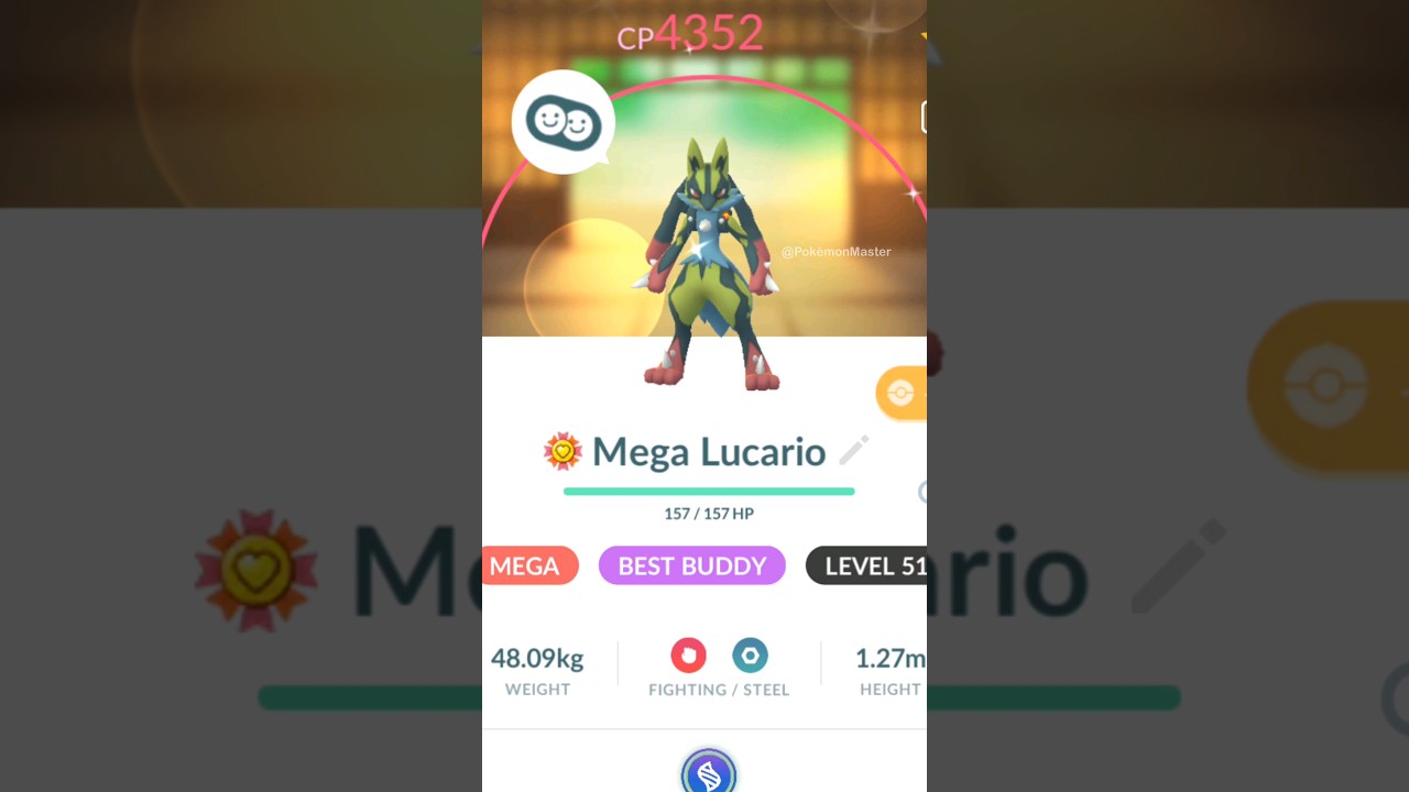 4352 CP Best Buddy LeveL 51 *SHINY MEGA LUCARIO* (Pokemon GO)