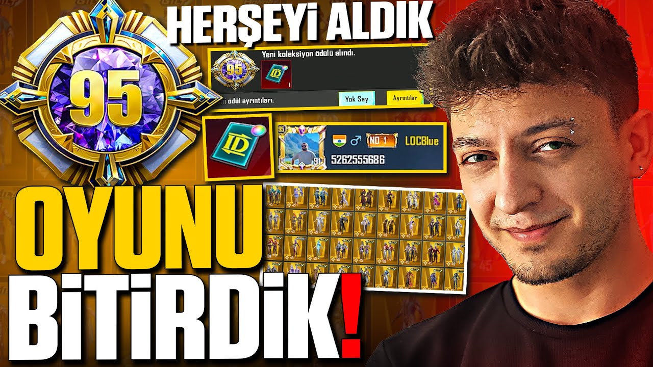 ABİMİN HESABININ KOLEKSİYON SEVİYESİNİ MAXLADIK!! 95 SEVİYE!! OYUNU BİTİRDİK!! PUBG Mobile