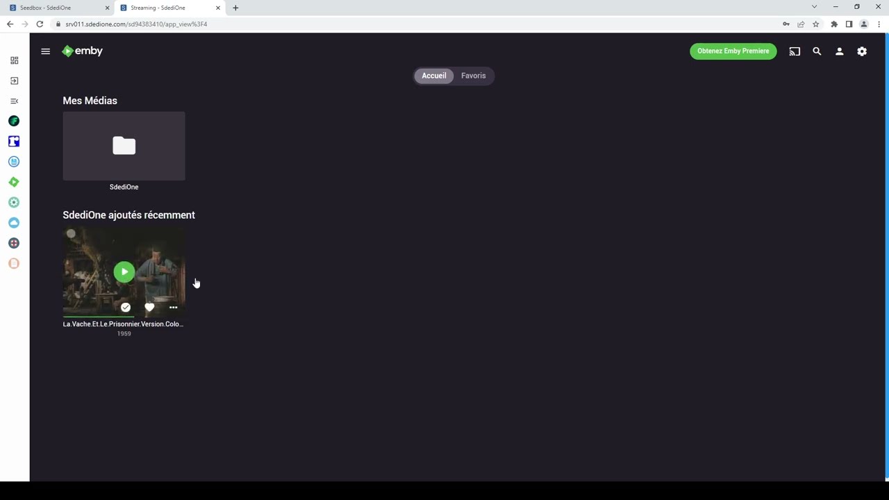 SdediOne - Comment utiliser le streaming Emby (Local)