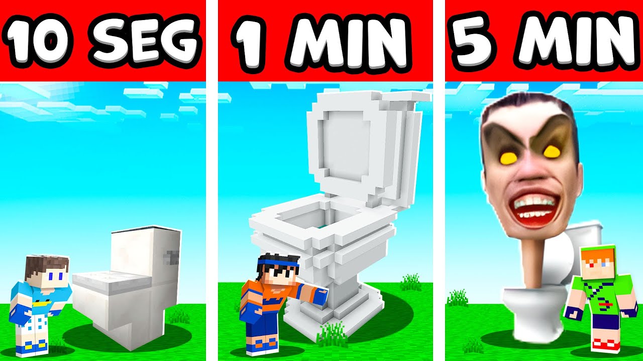 NOOB VS PRO: CONSTRUIR PRIVADA SKIBIDI EM 5 MINUTOS / 1 MINUTOS / 10 SEGUNDOS NO MINECRAFT!!