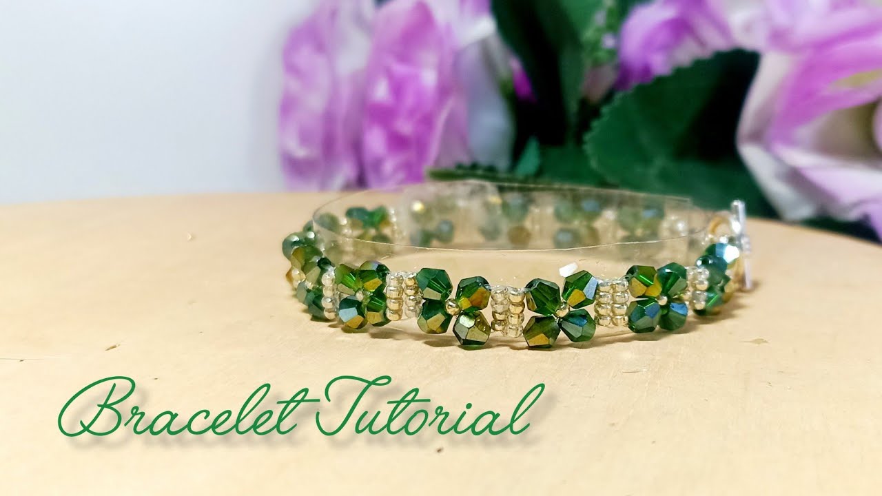 Beautiful pattern bracelet from Bicone Crystal and seed beads|| Bracelet Tutorial for beginner