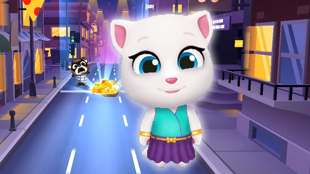 Talking Tom Gold Run Gameplay - Neon Angela's House