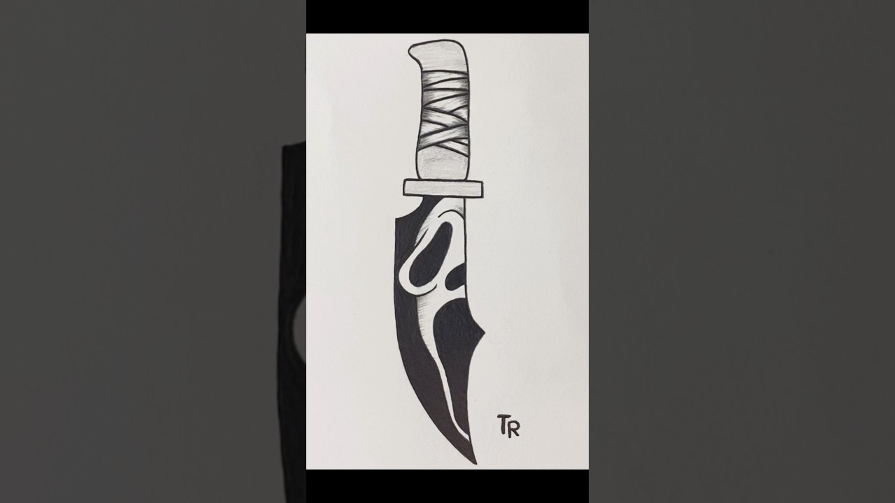 How to draw ghost face on a knife. #easydrawing #shorts  #tutorial #tutorial #character #fyp