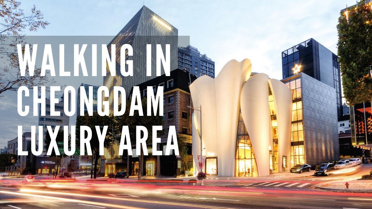 Cheongdam Luxury Street, Seoul, Korea (청담동 명품 거리) Walking Tour - Weekday Traffic