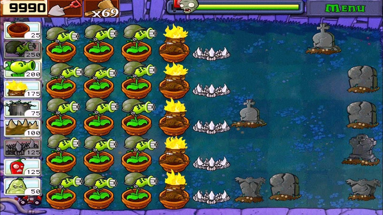 15 GATLING PEA VS ALL OUT ZOMBIES | SURVIVAL NIGHT | FULL GAMEPLAY HD [ 1080p ] | PLANTS VS ZOMBIES