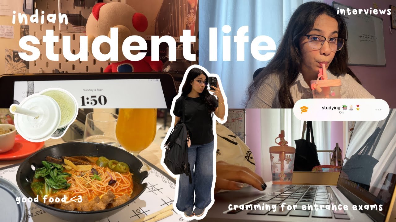CRAMMING VLOG🪷 intense exam week, late night studying, interviews & romanticising life in india