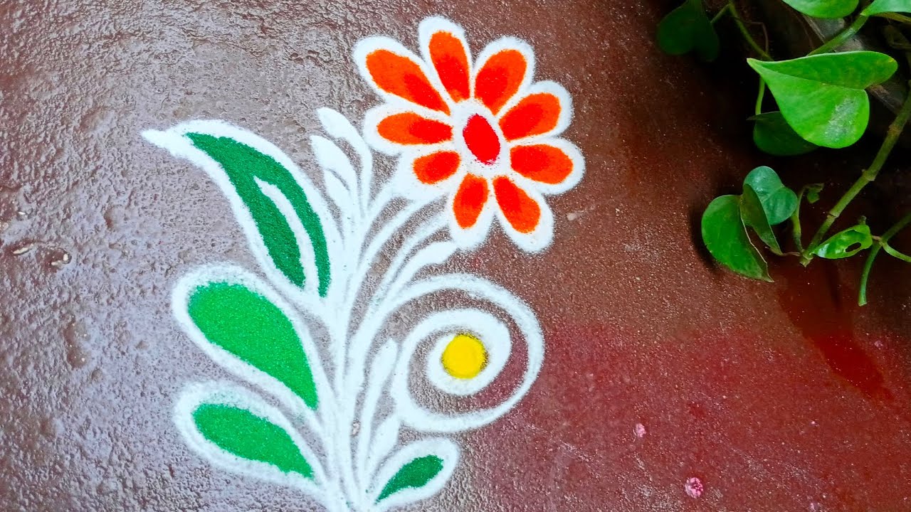 Daily Use Rangoli 🌿👌Freehand Rangoli Design❤️