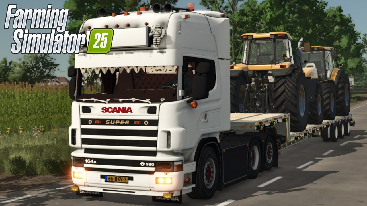 FS25 - TRANSPORTING TRACTORS with Scania 164 V8 - NEW TRUCK MOD for Farming Simulator 2025 GAMEPLAY