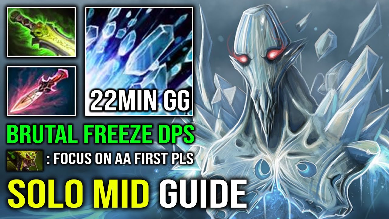 How to Solo Mid Ancient Apparition with 1st Item Witch Blade EZ 22Min GG Nonstop Freeze DPS Dota 2