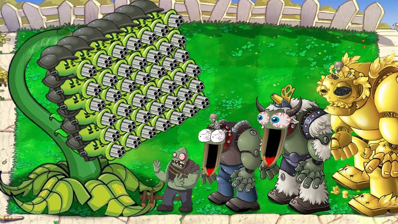 Threepeater Gatling Vs Giga Gargantuar Vs Dr Zomboss Plants Vs Zombies Battlez