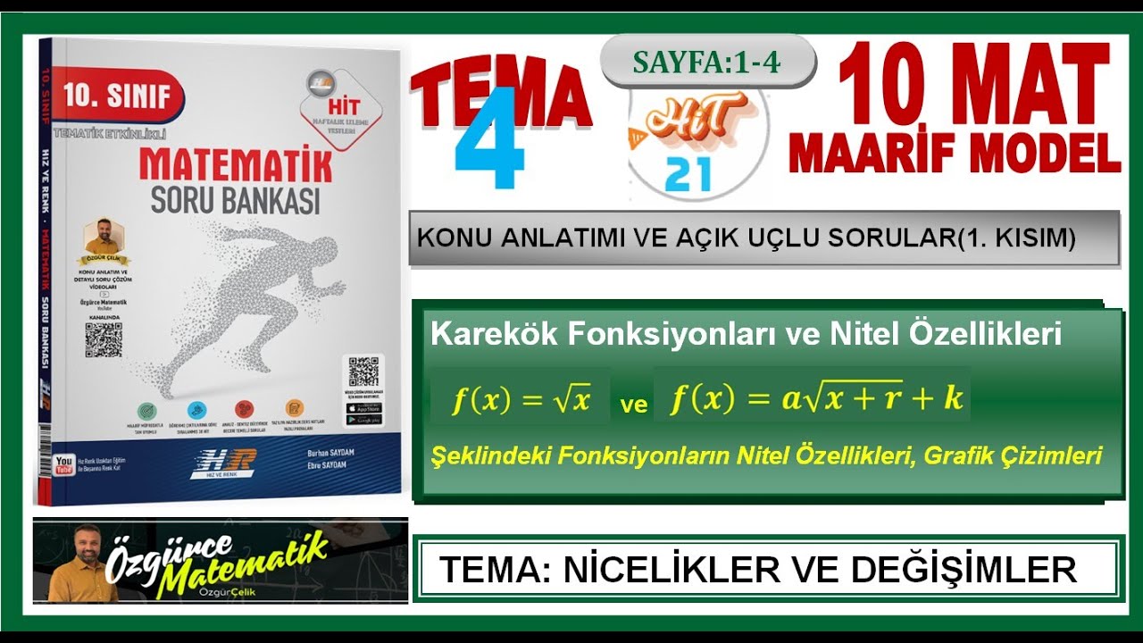 Hız ve Renk MAT_10/HİT_21---1. KISIM  (Karekök Fonksiyonların Nitel özellikleri)