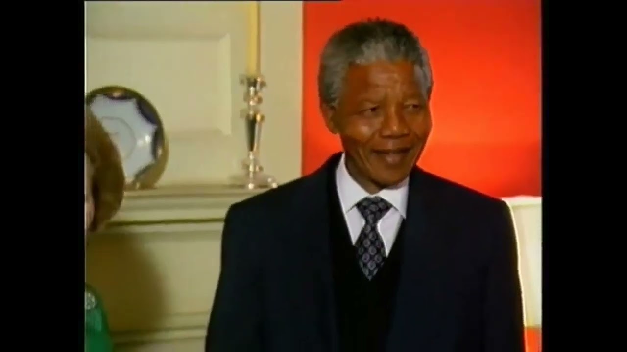 Prime Minister Margaret Thatcher meeting with Nelson Mandela