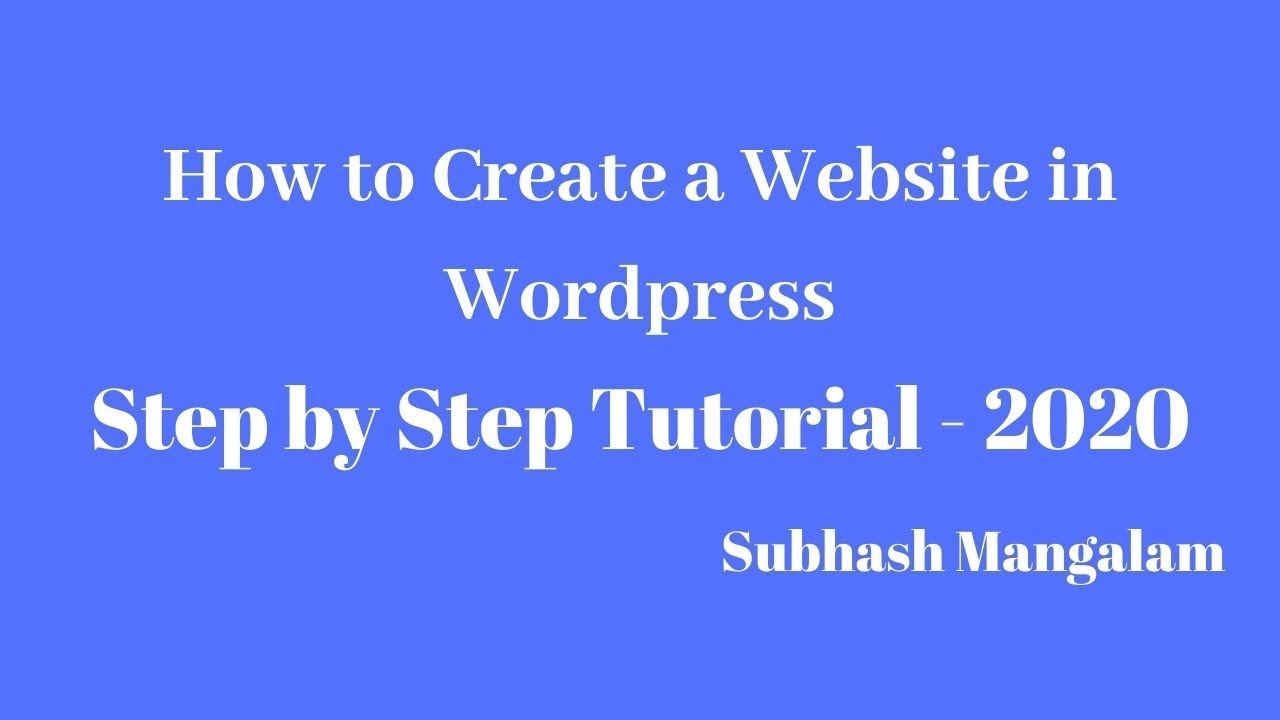 How to Create Website in Wordpress 2020 - Step By Step Explanation