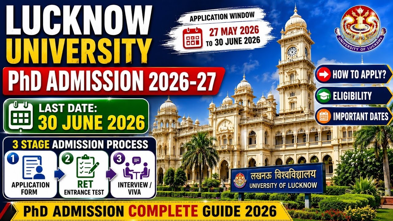 Lucknow University PhD Admission 2026-27 | Last Date 30 June 2026 | RET Exam | Complete Guide