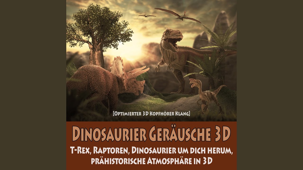 Drei Raptoren stehen vor dir und schreien, grummeln, tauschen Laute aus, Veloceraptor Ger&auml;usch