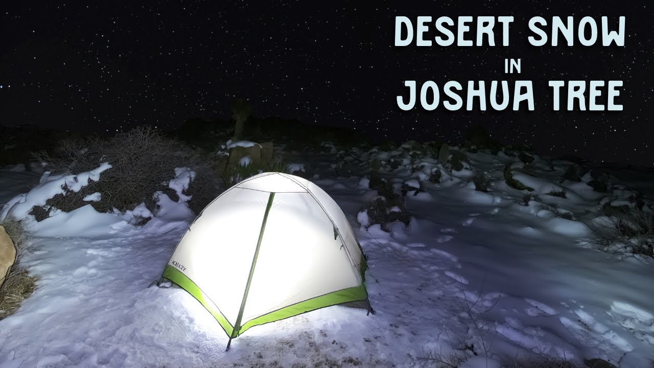 Winter Snow Camping in Joshua Tree
