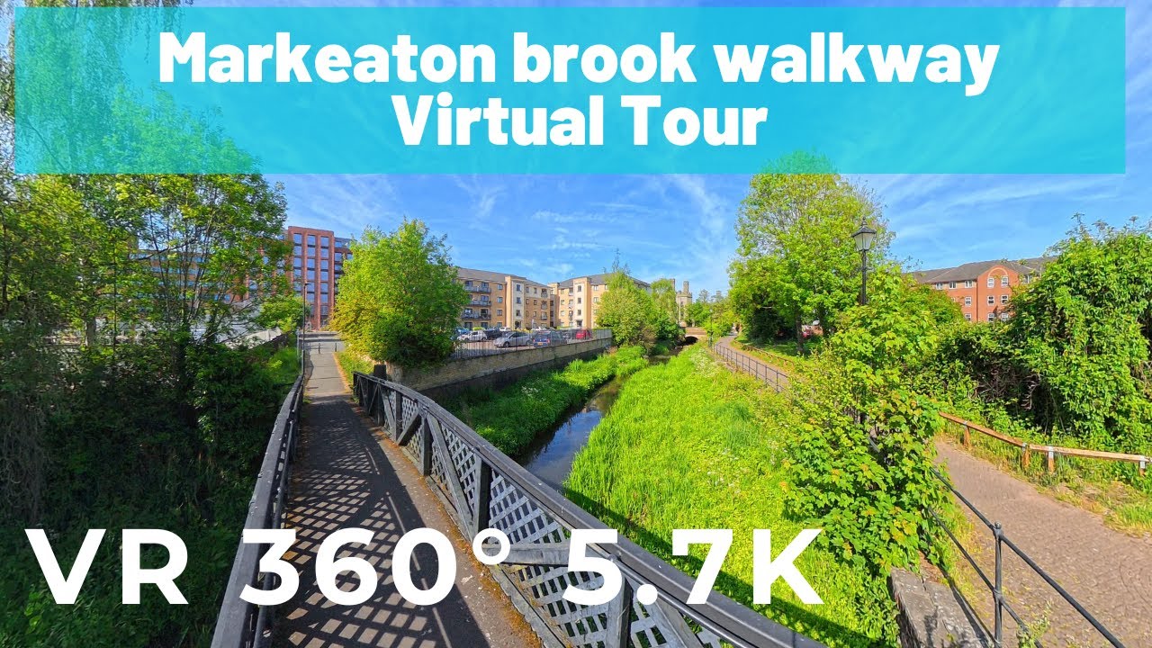 360° VR tour - Markeaton Brook walkway, Derby. 4K For Oculus Quest.