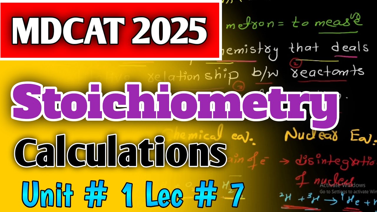 Stoichiometry MDCAT chemistry class 11 lecture and  practice MCQs UNIT#1