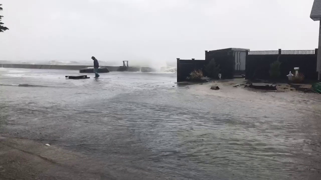Houghs Neck Quincy MA flooding 3/2/18 noon high tide Winter Storm Riley