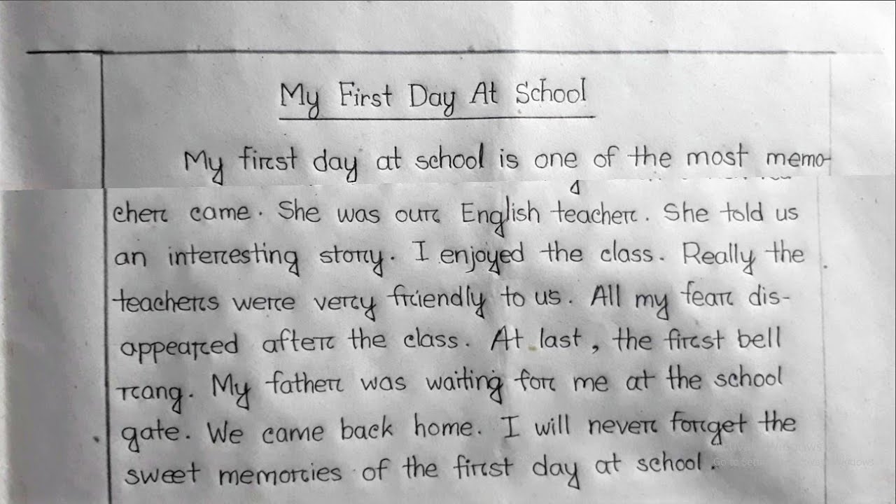Paragraph Writing | My First Day at School | English Onucced Lekha