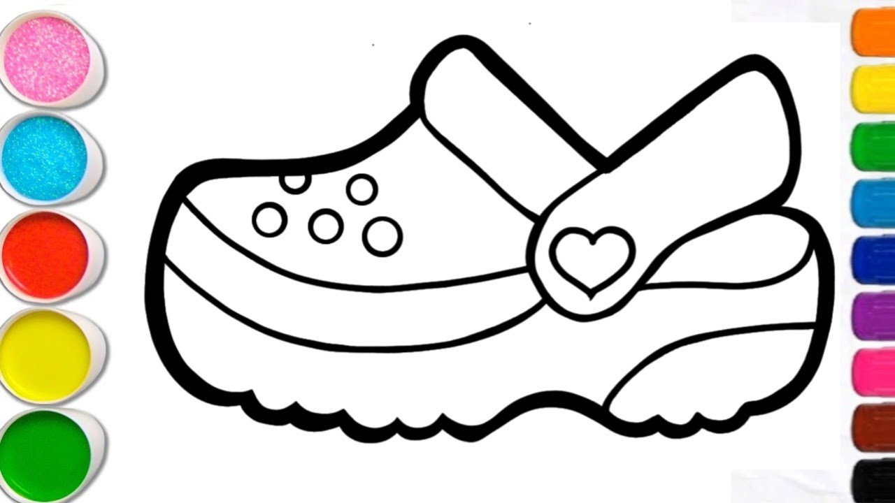 Crocs and Heart Drawing 🌈 | Easy Step by Step Rainbow Satisfying Colouring