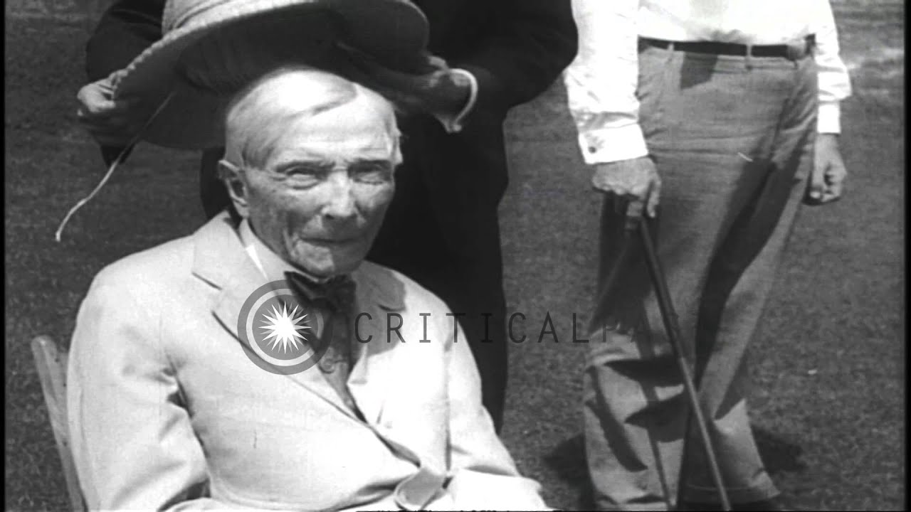 94 year old John Rockefeller plays golf.  J. P. Morgan at a hearing of the Senate...HD Stock Footage
