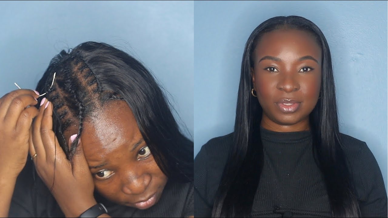 DIY Sew-In Weave with a Leave Out on Short Hair