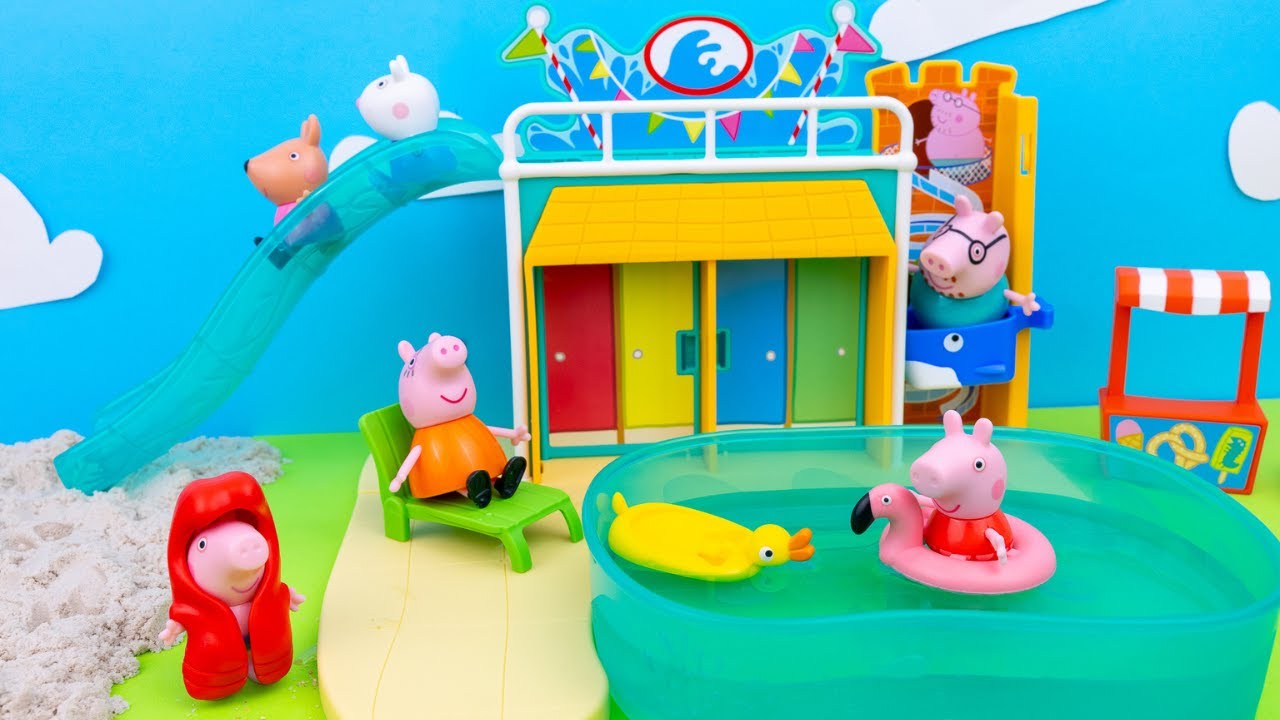 PEPPA PIG et GEORGE au Parc Aquatique! | Jouets Peppa Pig pour enfants