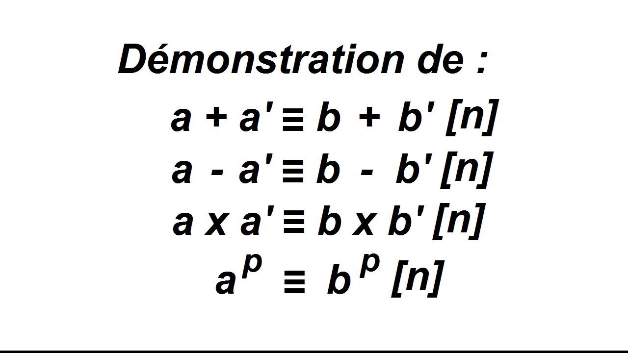 Formules de congruences - démonstrations