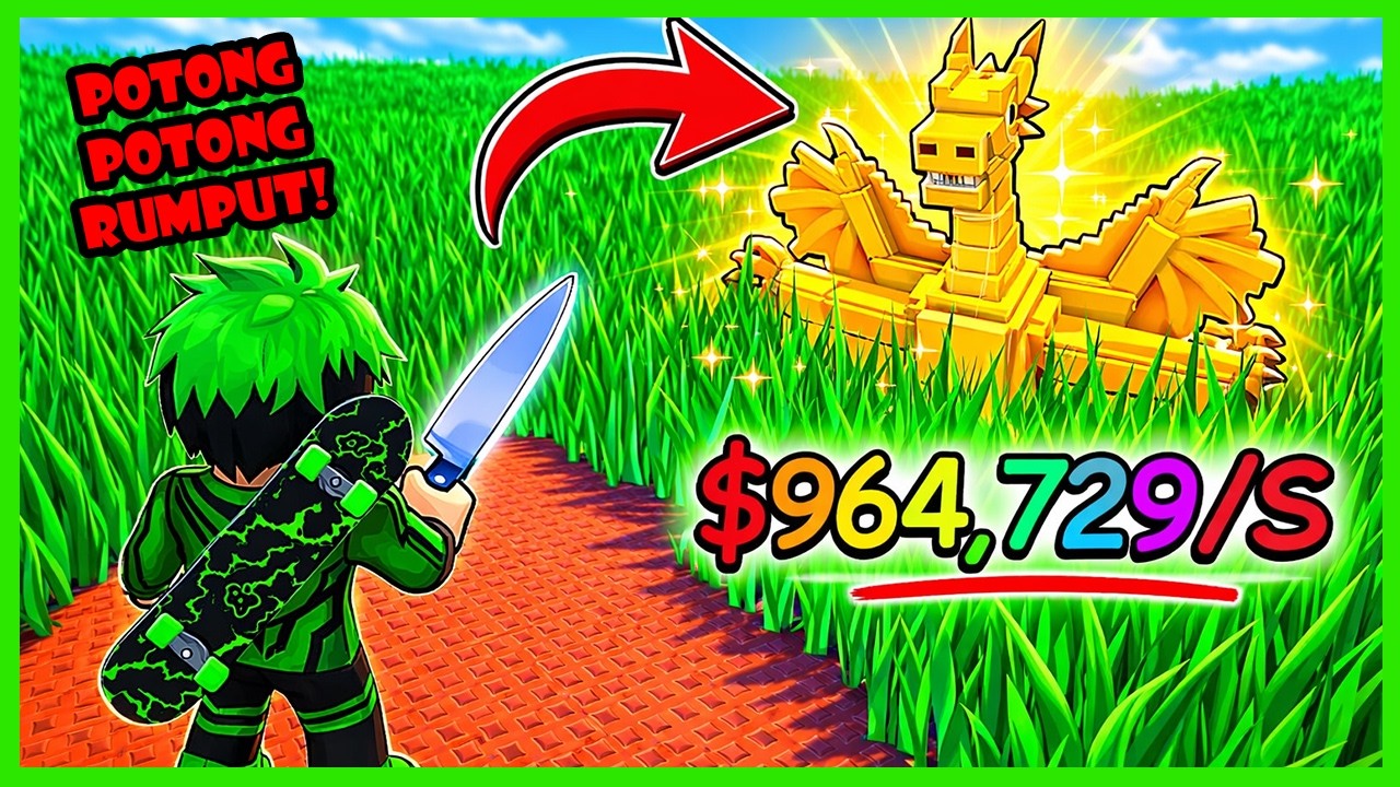 Aku Menebas Rumput Liar Yang Lebat Untuk Capai Brainrot Termahal - Roblox Cut Grass For Brainrot