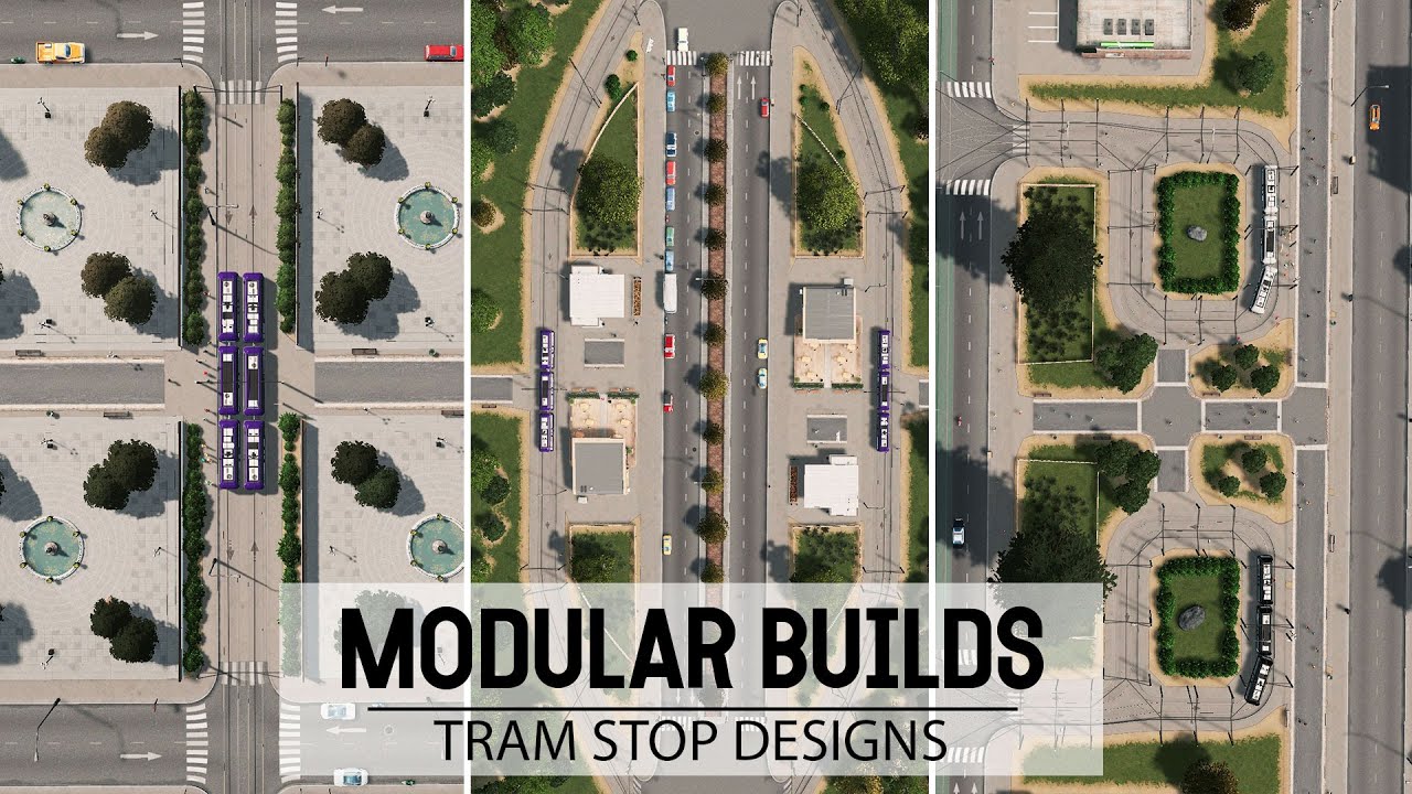 3 Simple & Easy VANILLA Tram Stop Designs In Cities Skylines! | Modular Builds