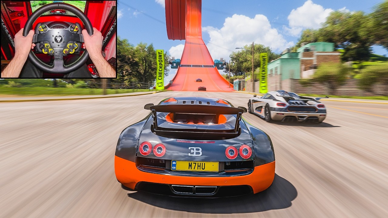Bugatti Veyron Super Sport - Hot Wheels Race - Forza Horizon 5 | Steering Wheel Gameplay